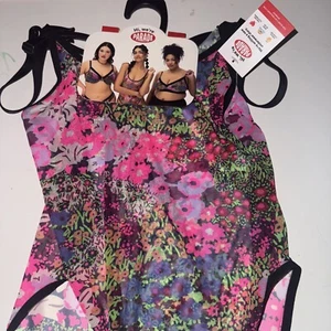 Parade Women's Size XS Mesh Unlined Floral Print Bodysuit - Picture 1 of 10