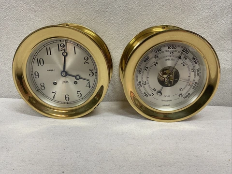 CHELSEA VINTAGE SHIPS BELL CLOCK Barometer 5 1/2” DIAL ~ Cover