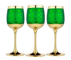 Glasstar GS24471 "Stone + Emerald" 10 oz Wine Glasses 300 ml Set of 3