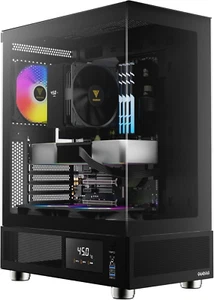 ATX Mid Tower Computer Case with Tempered Glass, Gaming PC Case W/Temperature Di - Picture 1 of 12