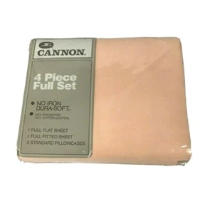 Vintage Cannon 4-Piece Full Sheet Set - No Iron Dura-Soft - Peach - Picture 1 of 2
