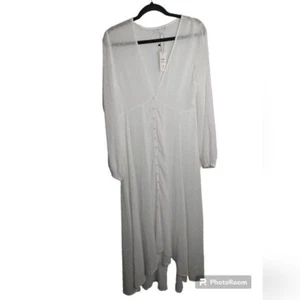 NWT Rocky Barnes x Express White Swiss Dot Kimono Duster, size M - Picture 1 of 8