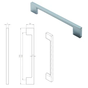 FTD SLIM Armario de Cocina Armario Puerta Cajón Manija D 160mm H/C CROMO PULIDO - Imagen 1 de 1