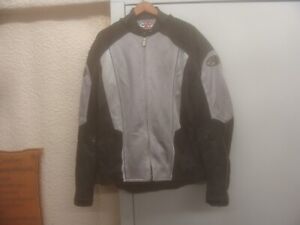 Joe Rocket Textile Men's Motorcycle Jacket Silver Size XL w/Liner & Armor