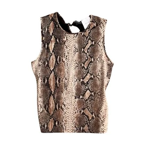 Morgan De Toi Womens Top 90s Snake Animal Print Sleeveless Shirt Clank Sz 1 - Picture 1 of 3