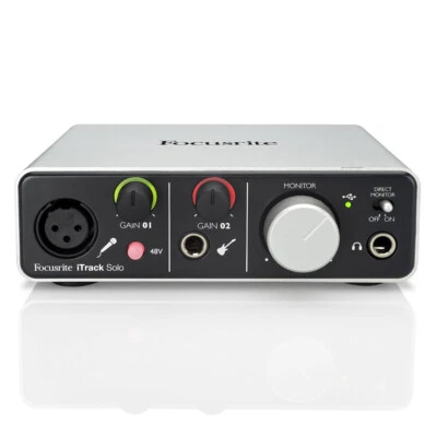 Focusrite iTrack Solo Lightning and USB Compatible Audio Interface, New! - Image 1 of 4