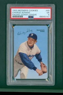 1953 Mother's Cookies PCL Baseball Card - #40 Charlie Schanz, PSA 5 EX - Image 1 of 2