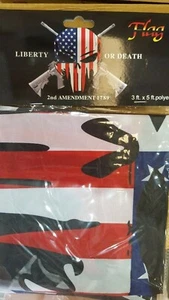 Liberty or Death Punisher 2nd Amendment 1789 Gun Rights Flag 3x5 w/ Grommets New - Picture 1 of 2