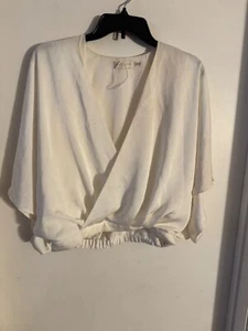 Women "Ramy Brook”white billowy dress hem blouse. Size  M. Prev. Owned - Picture 1 of 6