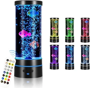 Lampada Pesce, Lampada Lava Cambia Colore, Alimentata 3AA o USB - Foto 1 di 8