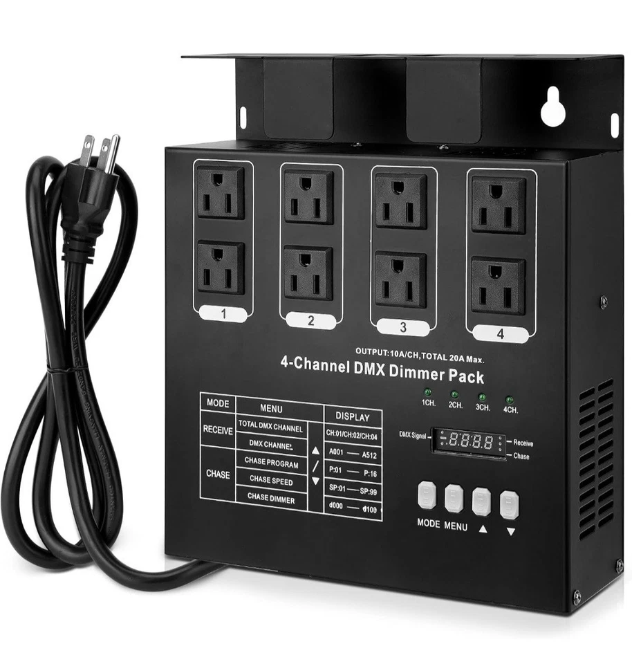 DMX 4-Channel Dimmer Pack w/DMX512 Protocol For High-Voltage Halogen LED Bulb - Image 1 of 4