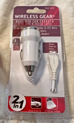 АВТОМОБИЛЬНОЕ ЗАРЯДНОЕ УСТРОЙСТВО DUEL USB С КАБЕЛЕМ СИНХРОНИЗАЦИИ И ЗАРЯДКИ НОВОЕ В УПАКОВКЕ 2 В 1 БЕСПРОВОДНОЕ ОБОРУДОВАНИЕ - Изображение 1 из 2