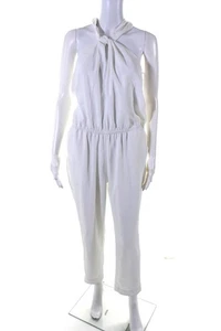 Reiss Womens Sleeveless Elastic Waist High Rise Slim Leg Jumpsuit White Size 8 - Picture 1 of 5