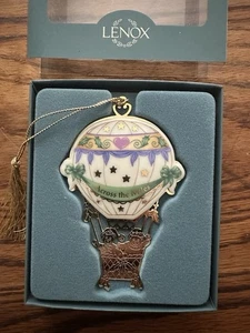 Porcelain Hot Air Balloon Christmas Ornament 1998 Lenox IOB - Picture 1 of 3