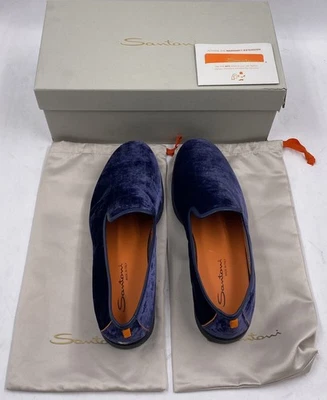Mocassim de veludo SANTONI SMOOTH-NVLU65 AZUL MASCULINO EUA 11 REINO UNIDO 10 MGAR18983OOTKNVLUS65 - Imagem 1 de 4