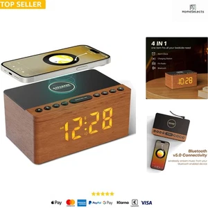 Bluetooth Wecker Radiowecker Lautsprecher Ladestation USB Dimmbar - Bild 1 von 1