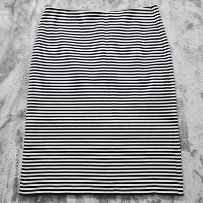 Garnet Hill Skirt Womens 4 Black White Striped Pencil Stretch Lined Back Zip - Image 1 of 4