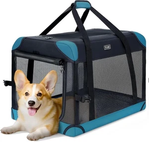 Lekereise Portable Collapsible Soft Dog Crate - 24" L×17" W×17" H, 4-Mesh - Picture 1 of 6