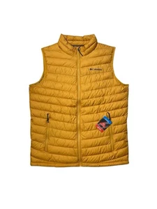 Columbia Puffer Vest Mens Large Jacket Full Zip Omni Heat Orange Yellow New - Picture 1 of 11