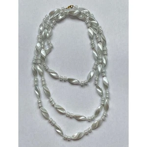 Tolle weiße Vintage lange Halskette  - Bild 1 von 6