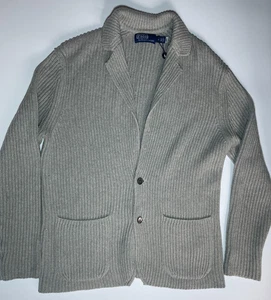Polo Ralph Lauren Blazer Cárdigan Gris Para Hombre M Algodón Cachemira PVP £398 Nuevas Etiquetas - Imagen 1 de 14