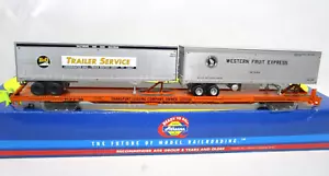 Athearn HO Transport Leasing 85' Flat w/ Great Northern Reefer & B&O 40' Trailer - Picture 1 of 9