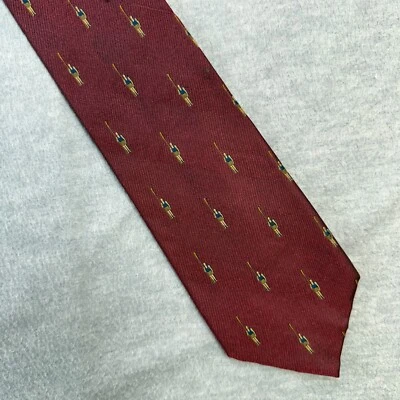 Corbata vintage J Crew para hombre remero granate roja geométrica seda hecha en EE. UU. Foto 1 de 4