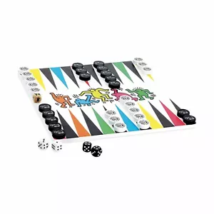 2 in 1 Keith Haring colorful backgammon checkers set game art wood Limited Edt - Picture 1 of 4