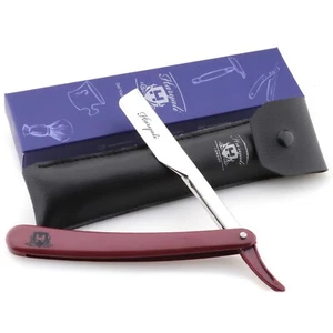 Barbier Rasoir Lames 5 Pièces Professionnel Coupe Gorge Élégant Cuir Pochette - Picture 1 of 10