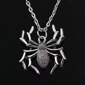 Collana in metallo con pendenti ragno colore argento insetti moda collane 1pz - Foto 1 di 12