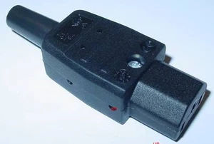 Kaltgerätekupplung schwarz, VDE, Gerätestecker. 250V/10A, Zugentlastung D87 - Bild 1 von 1