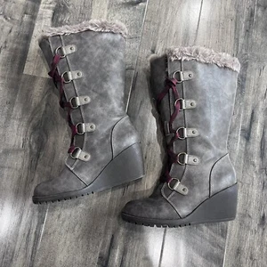 Pop Damen-Schnürstiefel "Tyche" Keilabsatz neu ohne Etikett Größe 8 - Bild 1 von 7