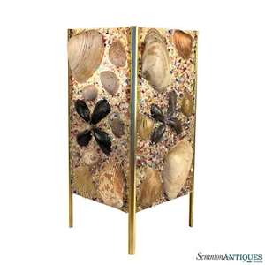 Vintage 1970s Coastal Seashell & Gravel Art Table Lamp - Picture 1 of 9