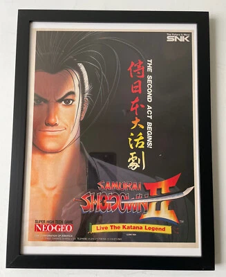 Винтажный плакат Samurai Showdown 2 II Neo Geo в рамке рекламное искусство 9x12 оригинальный SNK - Изображение 1 из 4