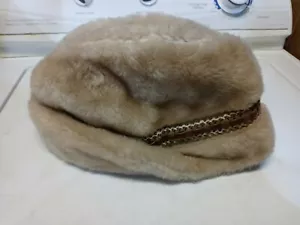 Vintage Stetson Brown Fur Fedora Winter Hat Med. UNISEX Band Fold Ear Flap  - Picture 1 of 10