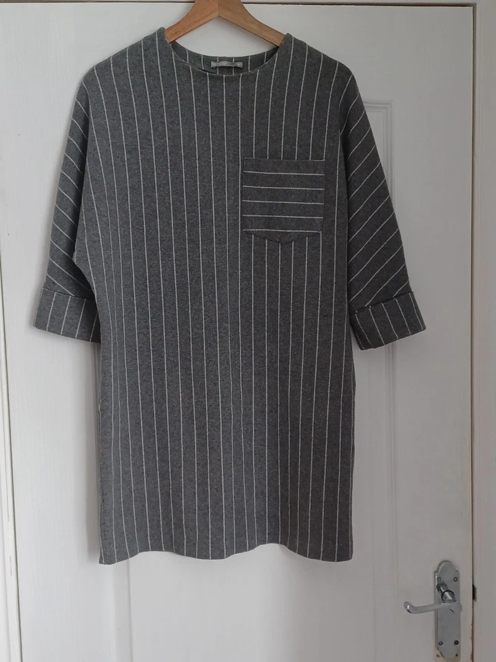 ZARA Womens Grey Striped Shift Dress Size S - Image 1 of 4