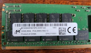 256GB Kit 8x 32gb DDR4 PC4-2666 ECC REG RAM 2Rx4 Dell R740XD R640 T640 R940 - Picture 1 of 1