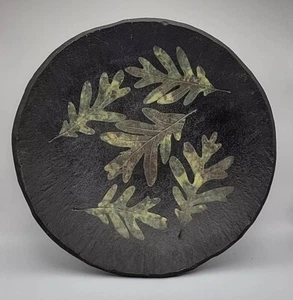 Handarbeit Keramik Schale Teller Kunst Blatt Aufdruck signiert&datiert 1997 Unikat&Original - Bild 1 von 9