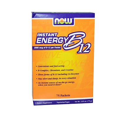 Now Foods Instant Energy B-12 2000 mcg, 75 paquetes Foto 1 de 2
