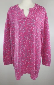 Lands' End Pullover - Größe 3X (24W - 26W) - rosa bunt - Baumwollmischung - Bild 1 von 16