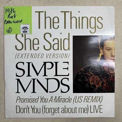 SIMPLE MINDS - ALL THE THINGS SHE SAID (EXTENDED) 12” Vinyl Record Single VG+ - Image 1 of 4