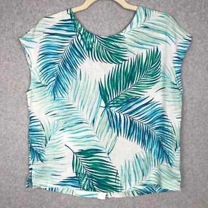 Tahari Linen Top Small Loose Blouse Button Back Pool Resort Cruise Vacation - Picture 1 of 9