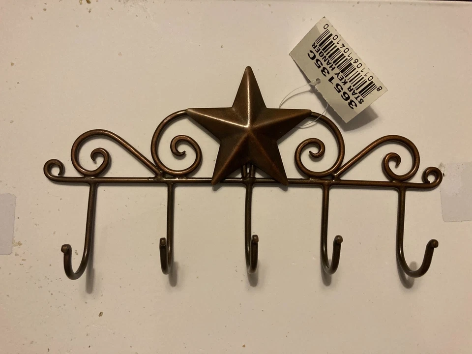 Sturdy 5 Hook Brown Metal Star Key Hanger New with Tag - Image 1 of 1
