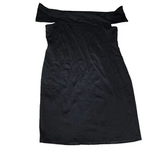Forever 21 Off Shoulder Black Dress 1X Knit Sheath Sleeveless Stretch Bodycon - Picture 1 of 9