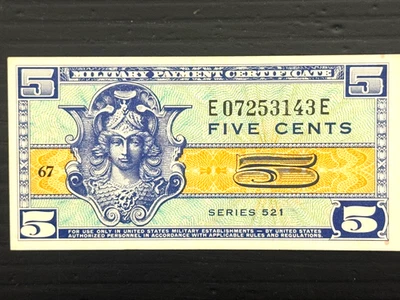 Series 521 Military Payment Certificate Note 5 Cents New Uncirculated - Image 1 of 2