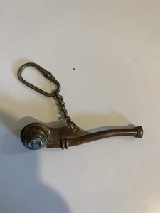 Vintage Brass & Copper Bosun's Boatswains Whistle Key Ring Key Chain - Picture 1 of 8