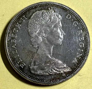 1965 CANADIAN Dollar  $1   .80 SILVER, Elizabeth II, Small Bead, Sharp 5 EF/XF - Picture 1 of 4