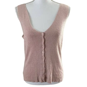 Vintage Express Size L 100% Pure Silk Sweater Tank Swank Top - Picture 1 of 4