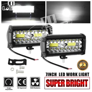 2x 7inch 800W LED Work Light Bar Flood Spot Combo Offroad Driving Truck Fog Lamp - Picture 1 of 10