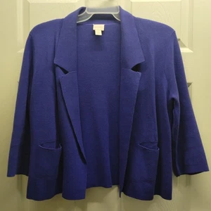 Chico's Größe 1 (Medium) blau Sara strukturiert vorne offen Blazer Stil Strickjacke - Bild 1 von 5